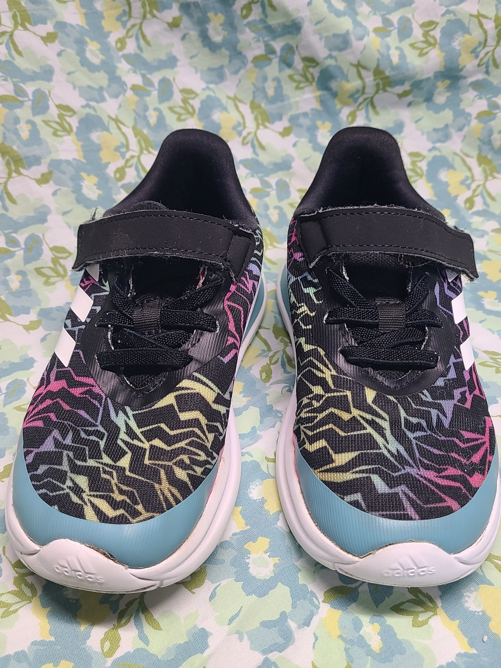adidas Kids Black Multicolor Pattern Slip-On Athletic Shoes